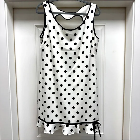 Betsey Johnson Black and White Polka Dot Dress with Heart Cutout Back - Picture 4 of 11